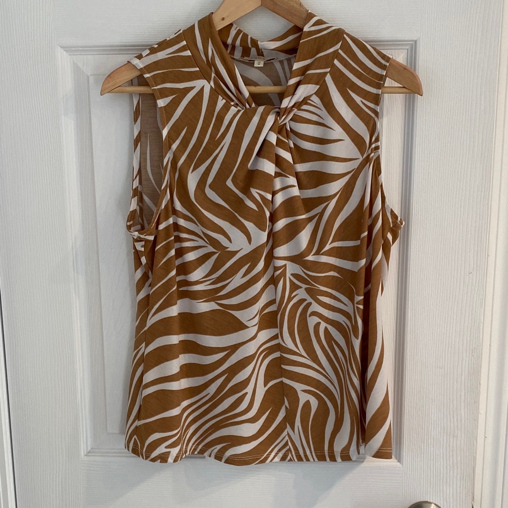 Laura Petites Brown and White Zebra Print Sleeveless Top Size 16